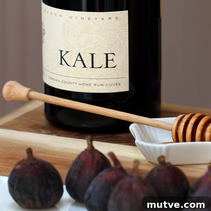 Kale Sonoma County Home Run Cuvée with figs for Fig Mascarpone Tart