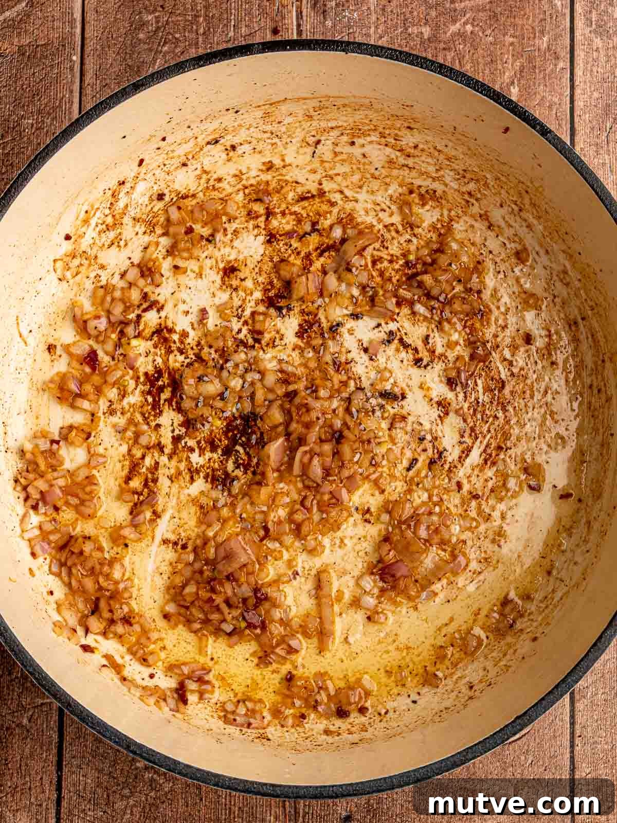 Shallots cooked in butter.