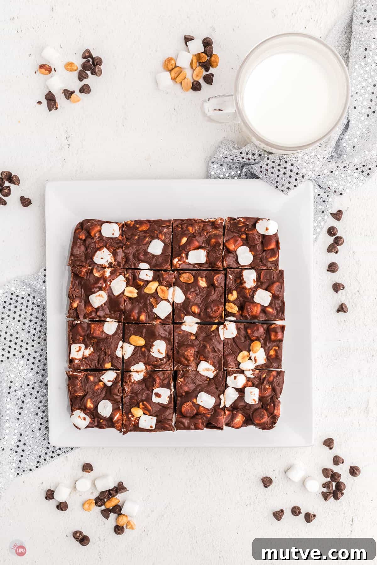 squares of rocky road fudge on paper