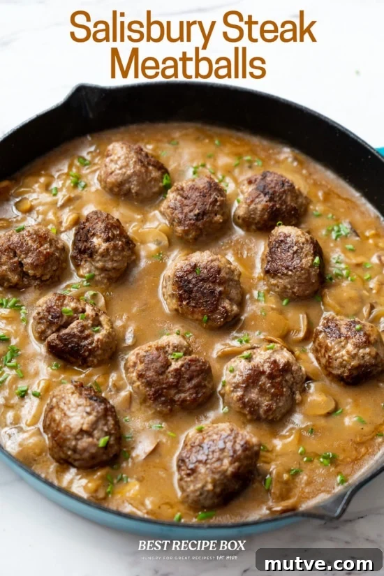 salisbury steak meatballs in pan 