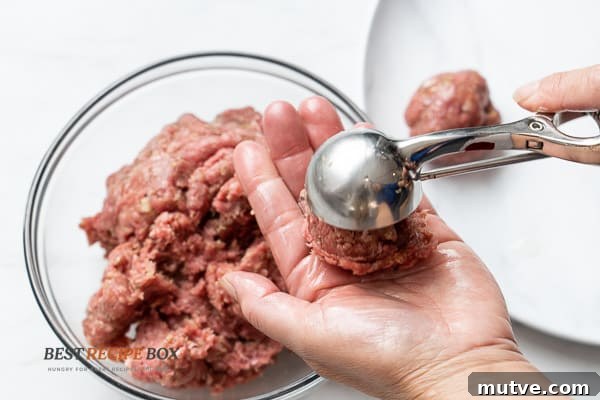 Forming meatballs with a cookie scoop