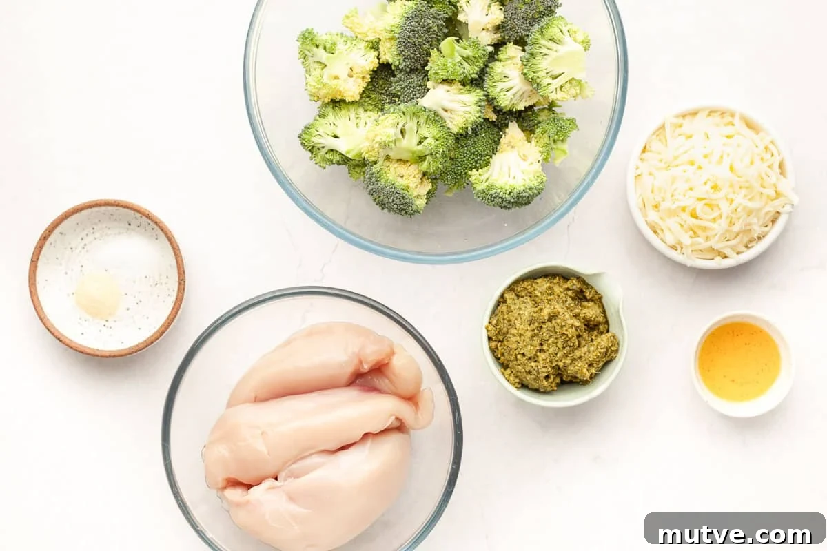 Sheet-Pan Pesto Chicken with Roasted Broccoli 3 Ingredients for sheet pan pesto chicken with broccoli
