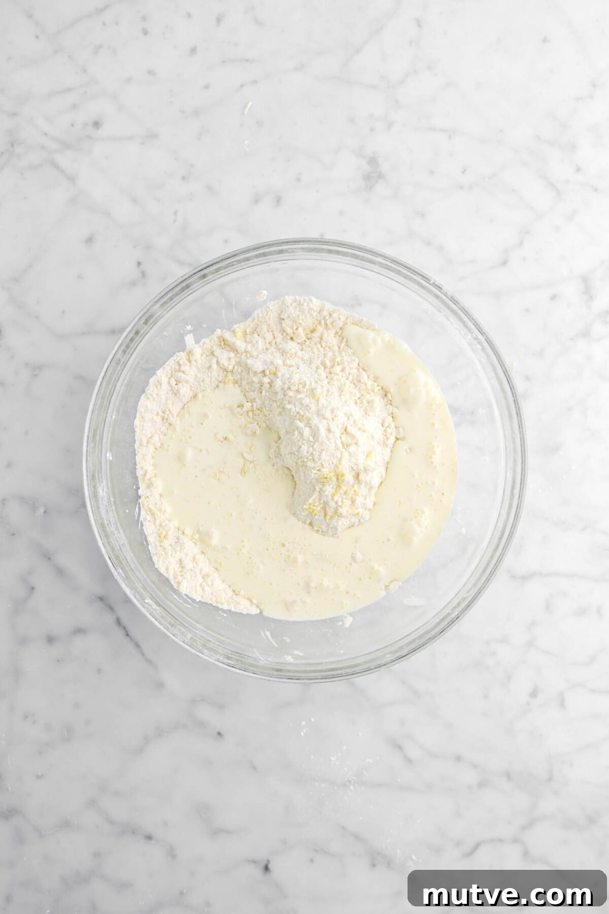 cream mixture added to dry ingredients