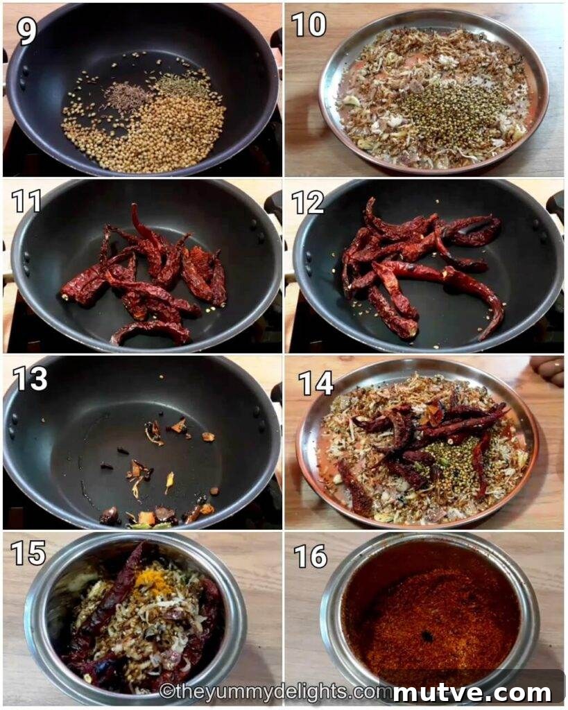 step by step image collage of making sukka masala powder