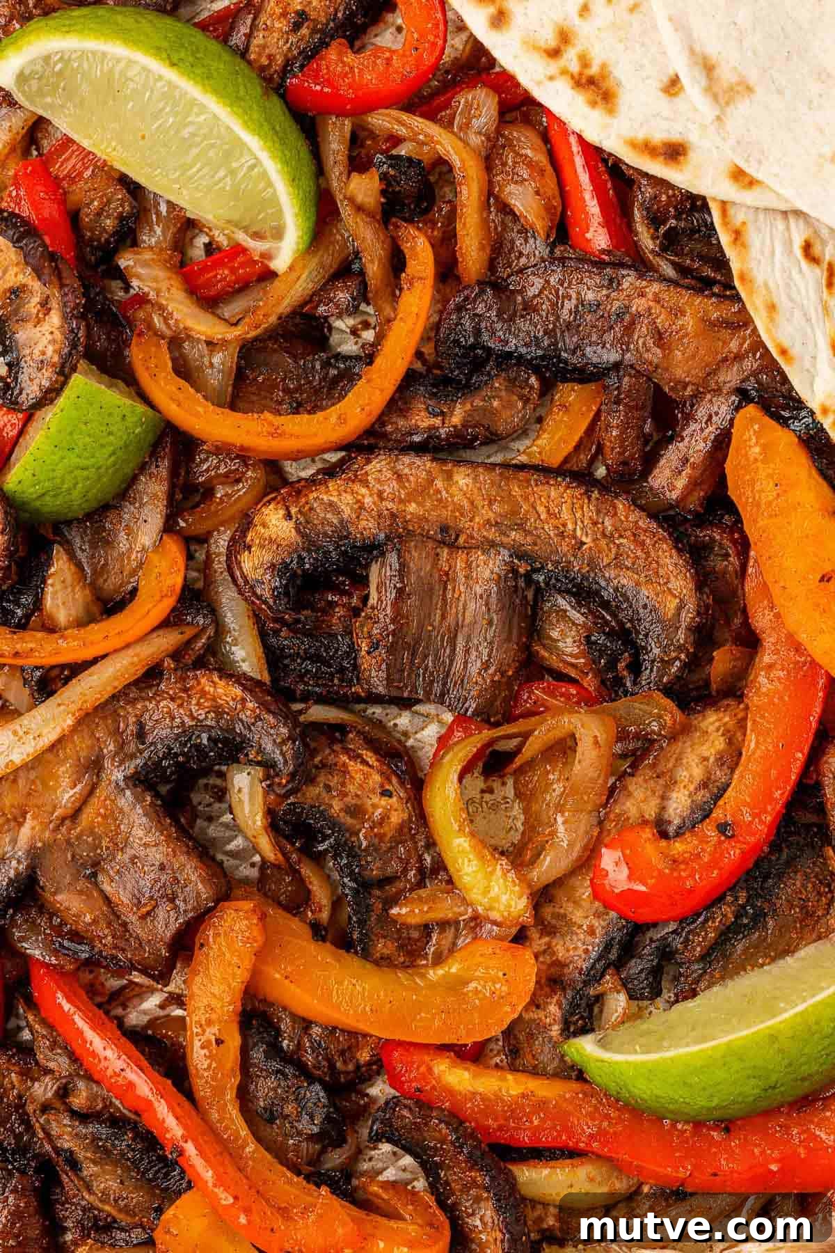 How to Make Portobello Mushroom Fajitas with Peppers and Onions 13 roasted portobello mushrooms, bell peppers, and onions