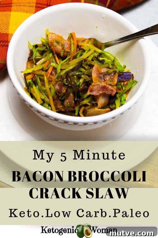 Fast and easy keto low carb bacon broccoli crack slaw recipe