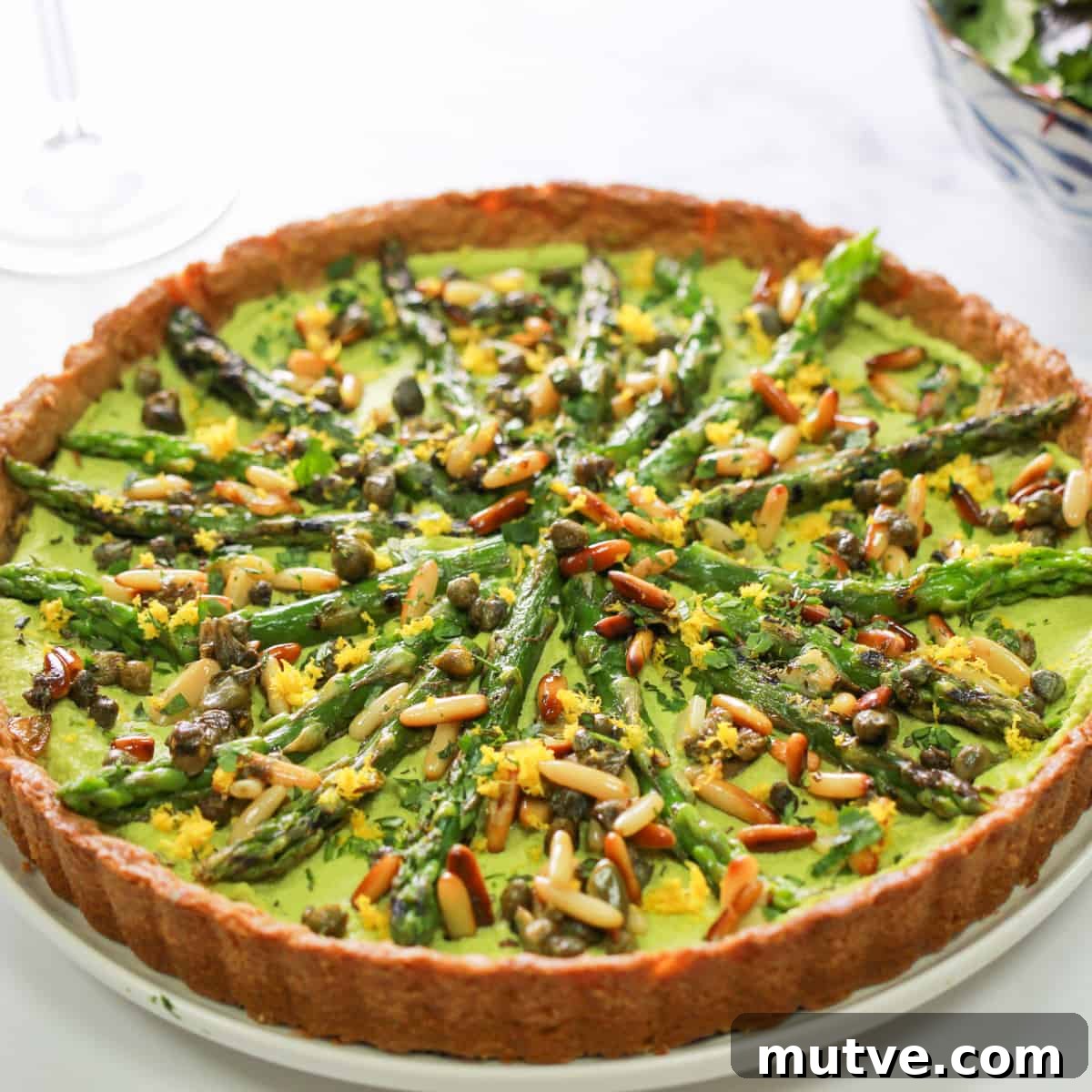 Asparagus and Pesto Macadamia Tart