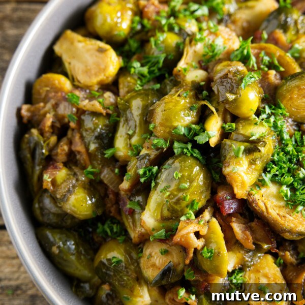 brussels sprouts with bacon in a bowl