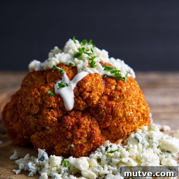 Cauliflower with lots of blue cheese crumbles and dressing.