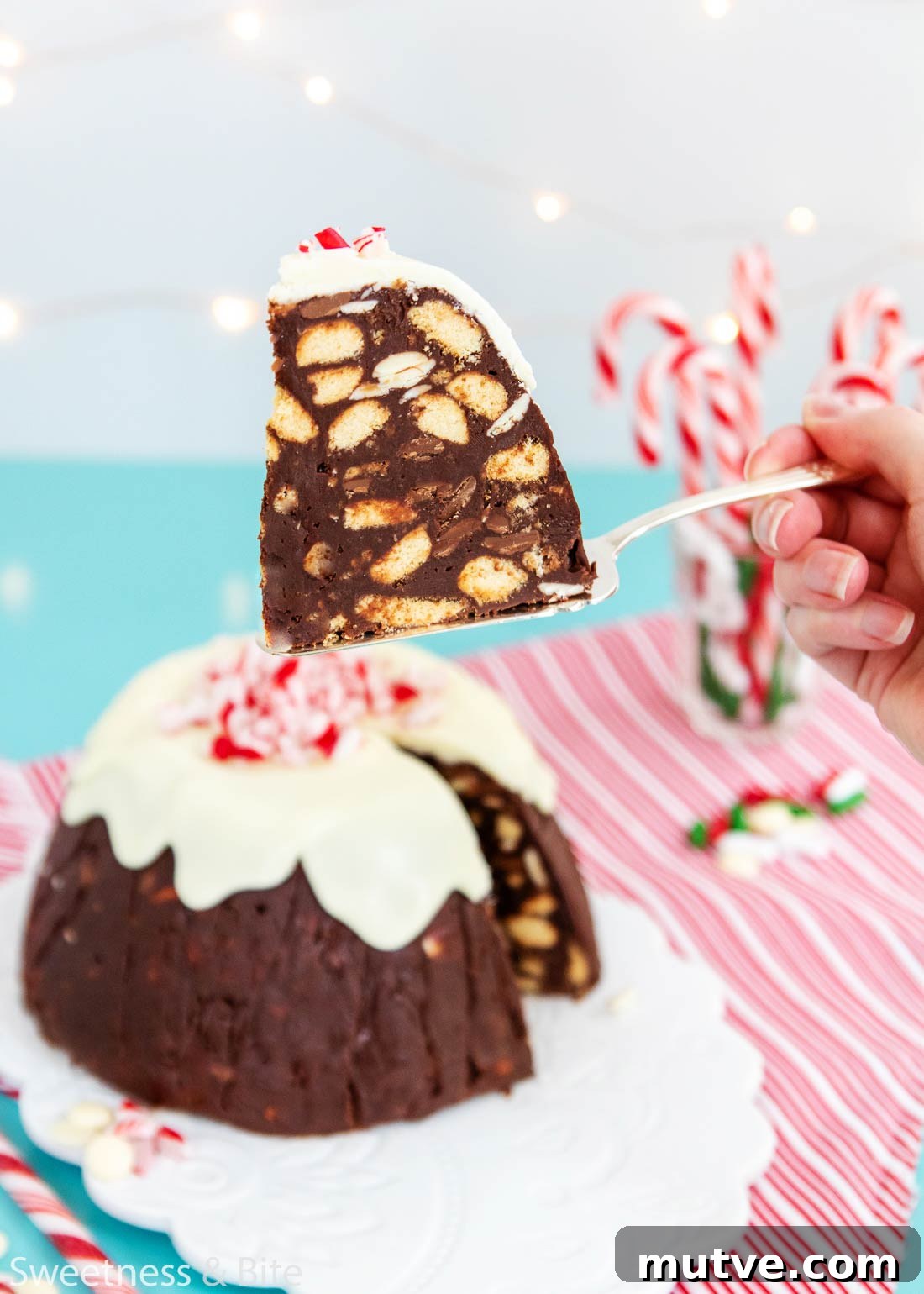 Chocolate Peppermint Fudge Christmas Pudding is a fun and easy twist on a traditional festive treat.