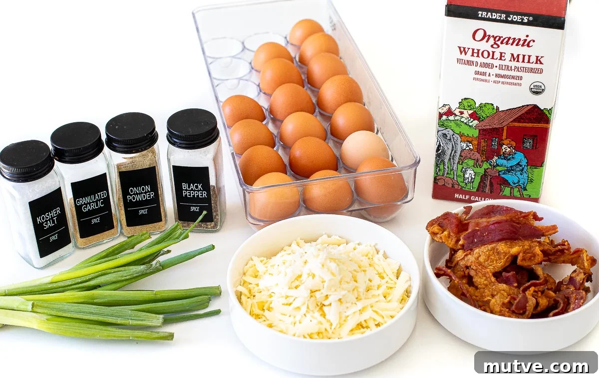 Bacon and Egg Breakfast Muffins Recipe 4 bacon egg muffin ingredients on counter