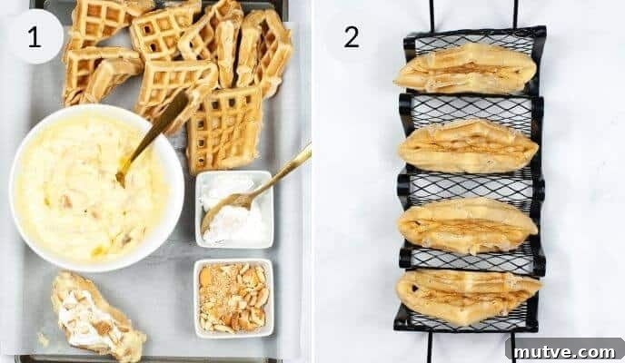 Assembling the finished banana tacos.