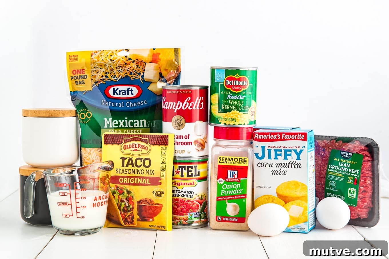 Ingredients for Mexican Cornbread casserole.