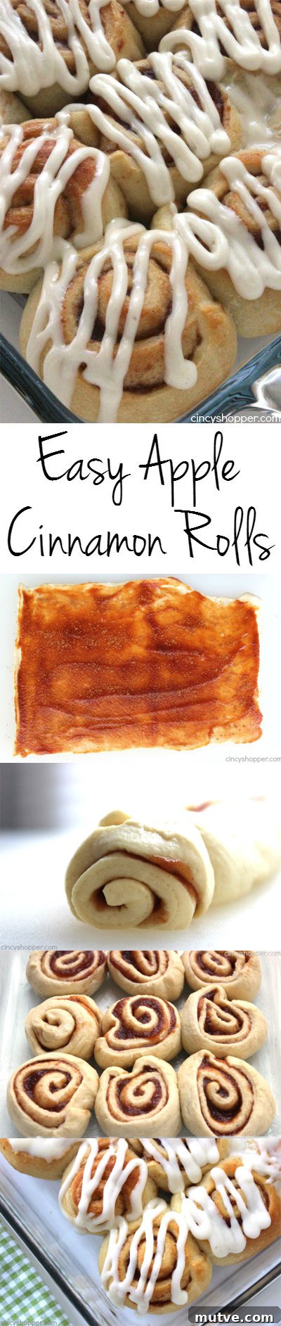 Easy Apple Cinnamon Rolls with Cream Cheese Icing- Since we use store bought crescent sheets, they come together quite quickly. Perfect fall breakfast or dessert.