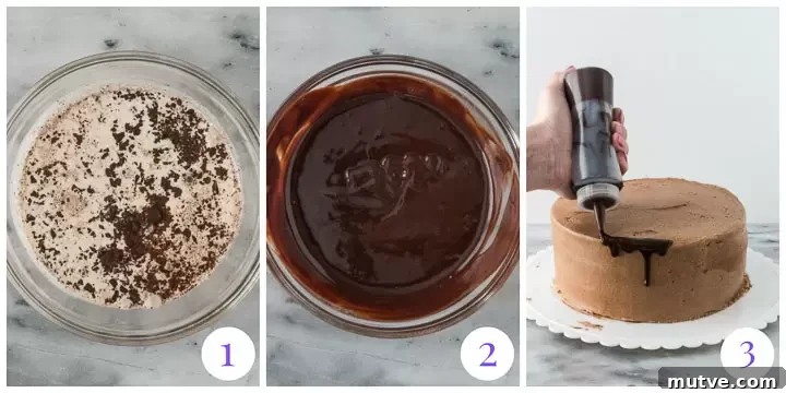 Decadent Chocolate Mocha Cake Recipe 7 how to make chocolate ganache for a drip cake