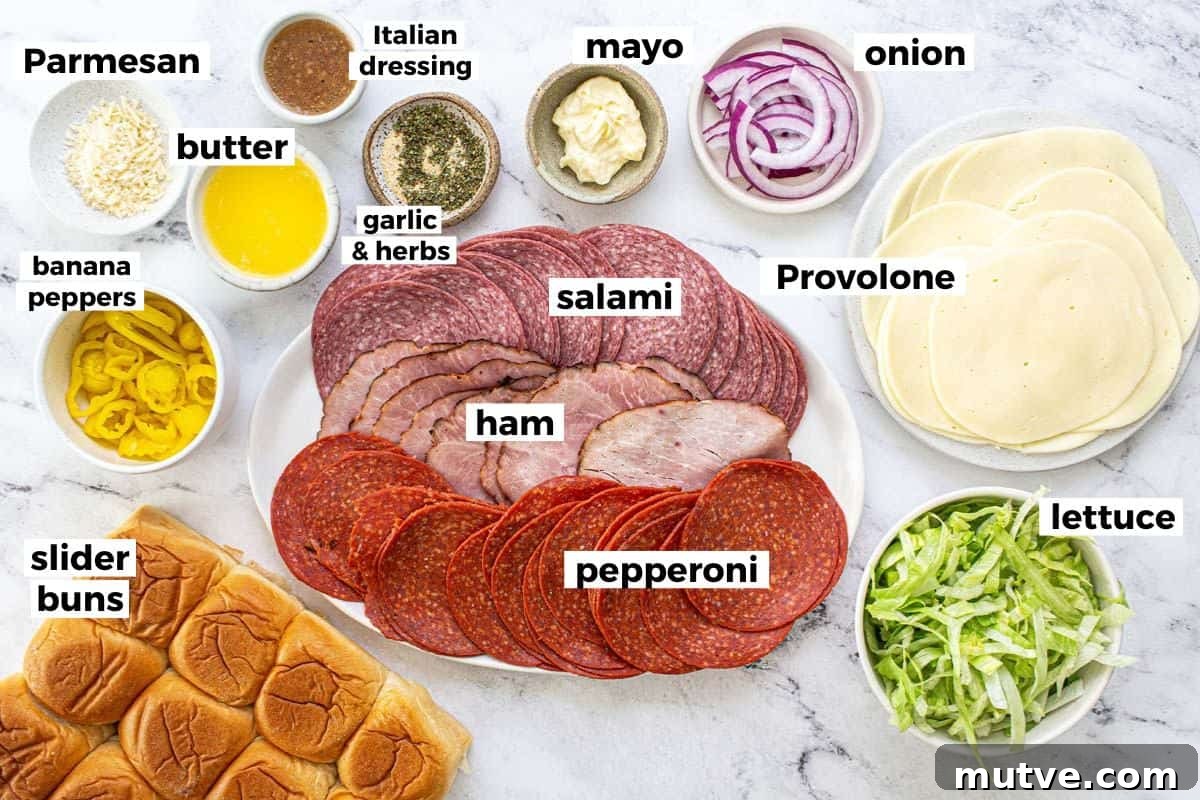 How to Make Italian Sliders with Mozzarella and Pepperoni 3 Bowls of ingredients to make Italian sliders.