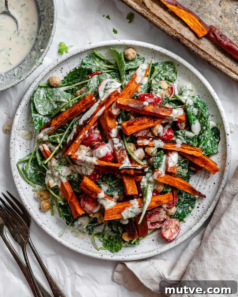 completed Sweet Potato and Kale Salad plated