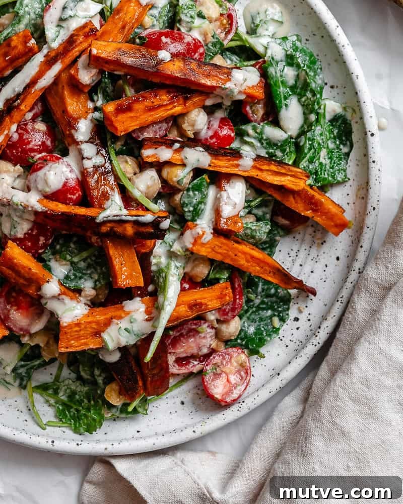 completed Sweet Potato and Kale Salad plated