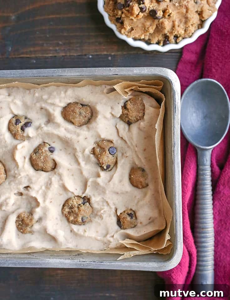 This Paleo Cookie Dough Ice Cream is rich, creamy, and so delicious. Vanilla dairy free ice cream with chunks of edible cookie dough that is vegan, nut free, egg free, gluten free, and naturally sweetened. This Paleo Cookie Dough Ice Cream is rich, creamy, and so delicious. Vanilla dairy free ice cream with chunks of edible cookie dough that is vegan, nut free, egg free, gluten free, and naturally sweetened.