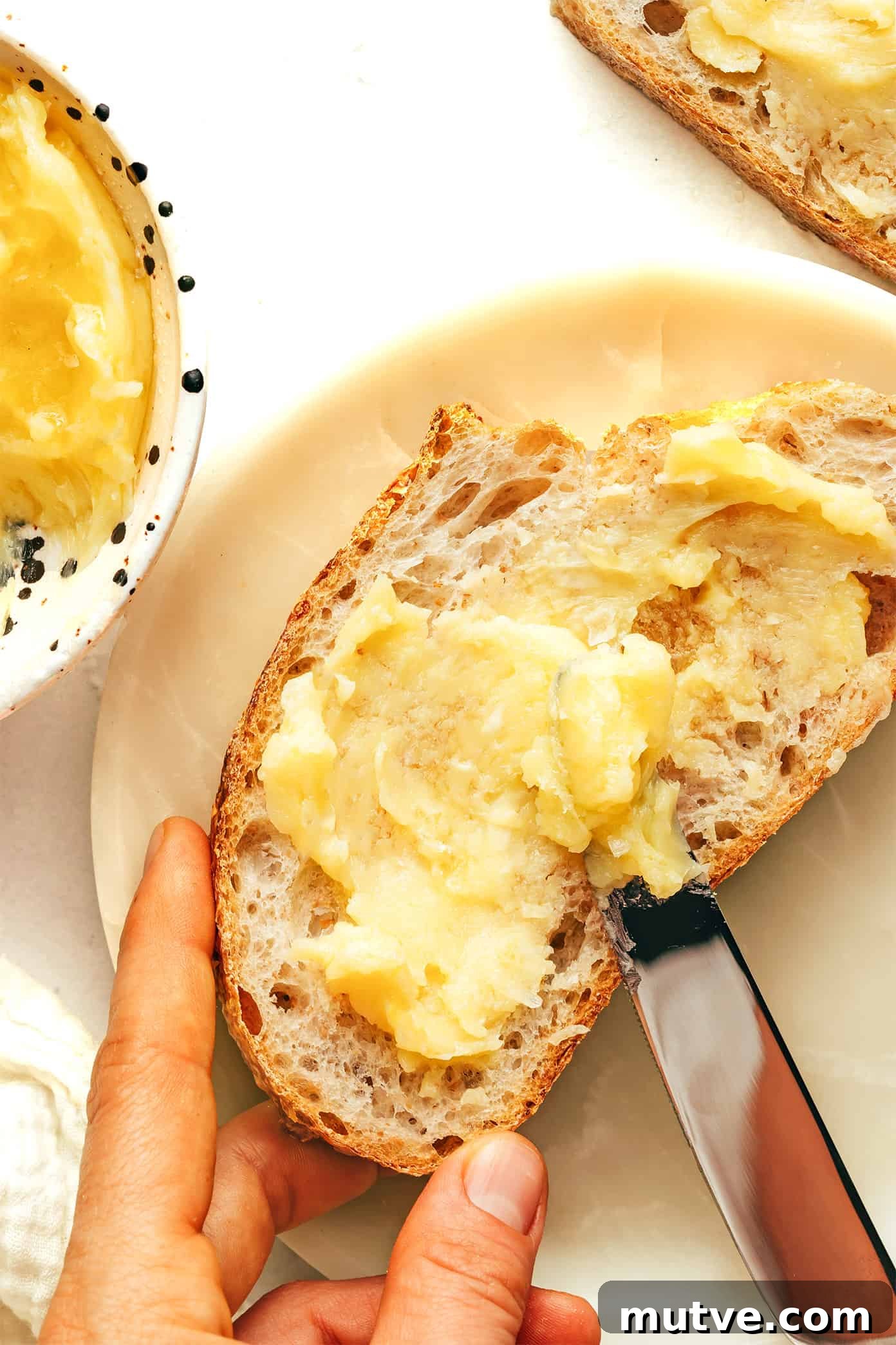 Swirl of honey butter in a bowl