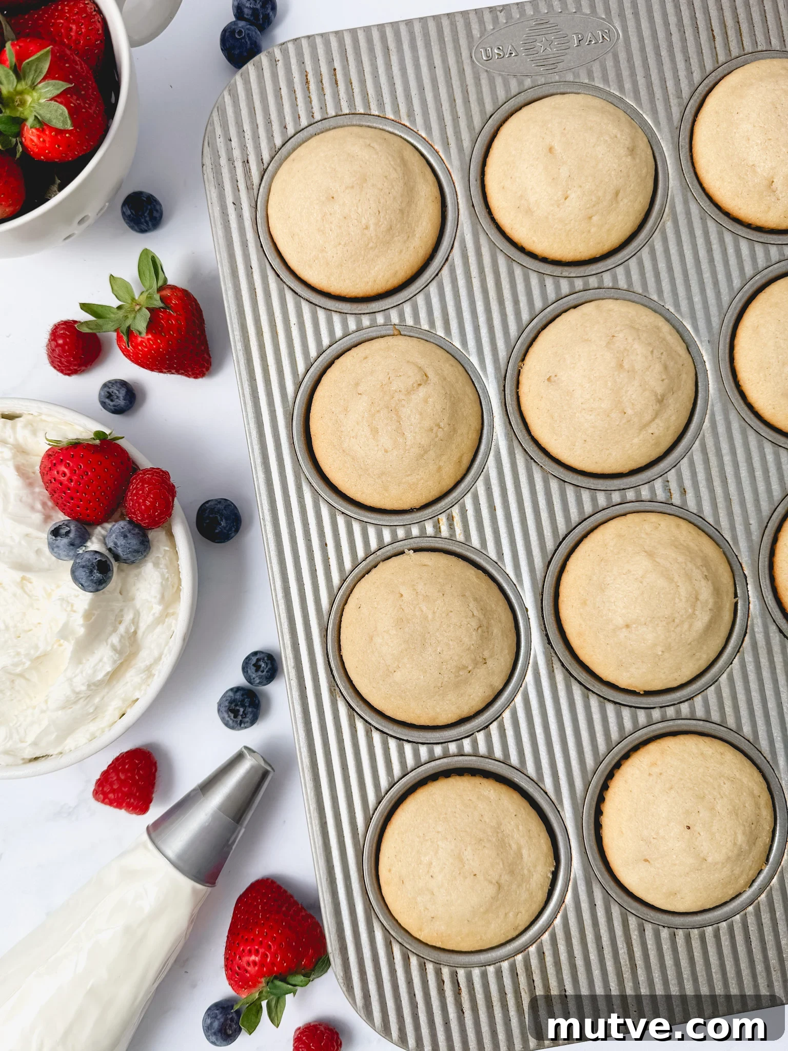 Tray of cupcakes