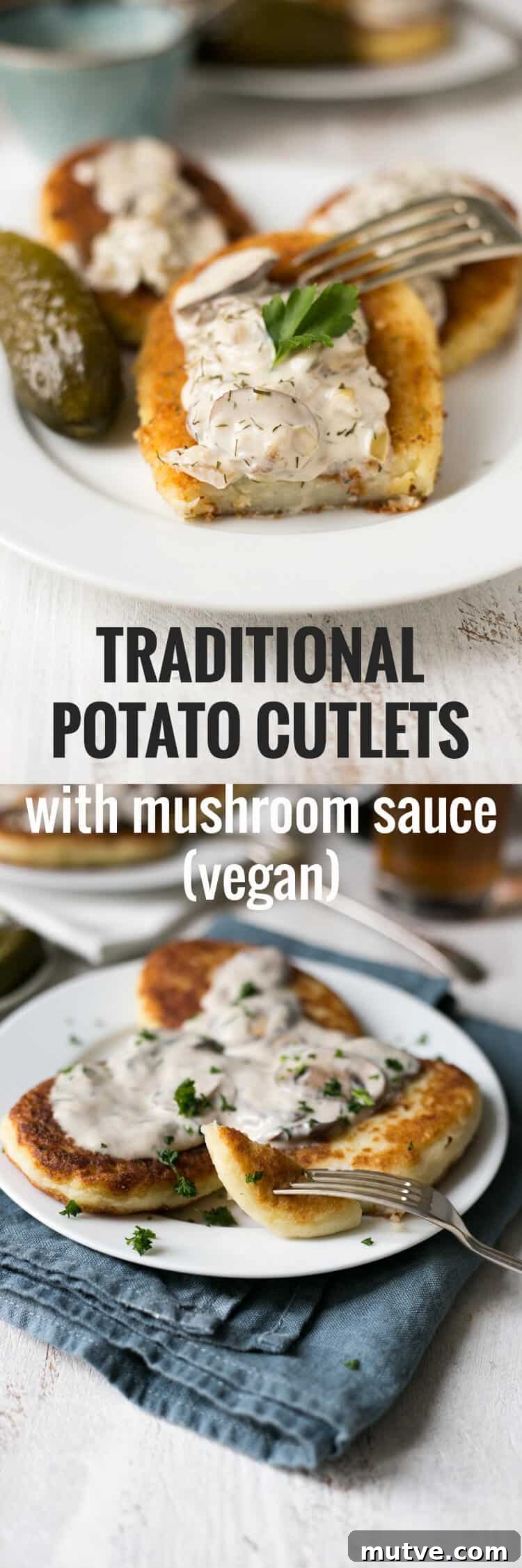 Crispy Potato Cutlets with Creamy Mushroom Sauce 9 Potato cutlets with creamy mushroom and dill sauce | via @annabanana.co