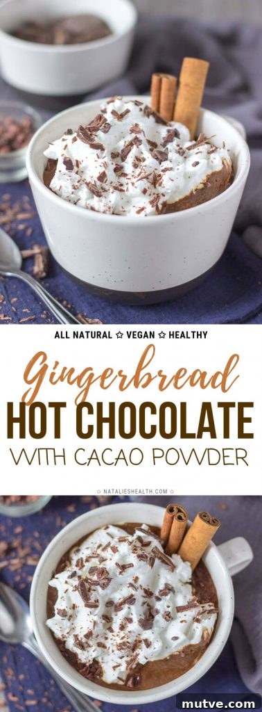 Healthy Gingerbread Hot Chocolate with cacao powder