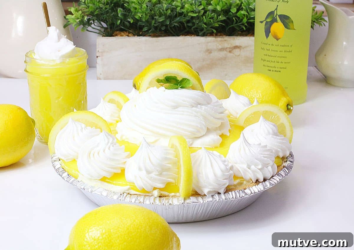 finished limoncello pie on a counter.