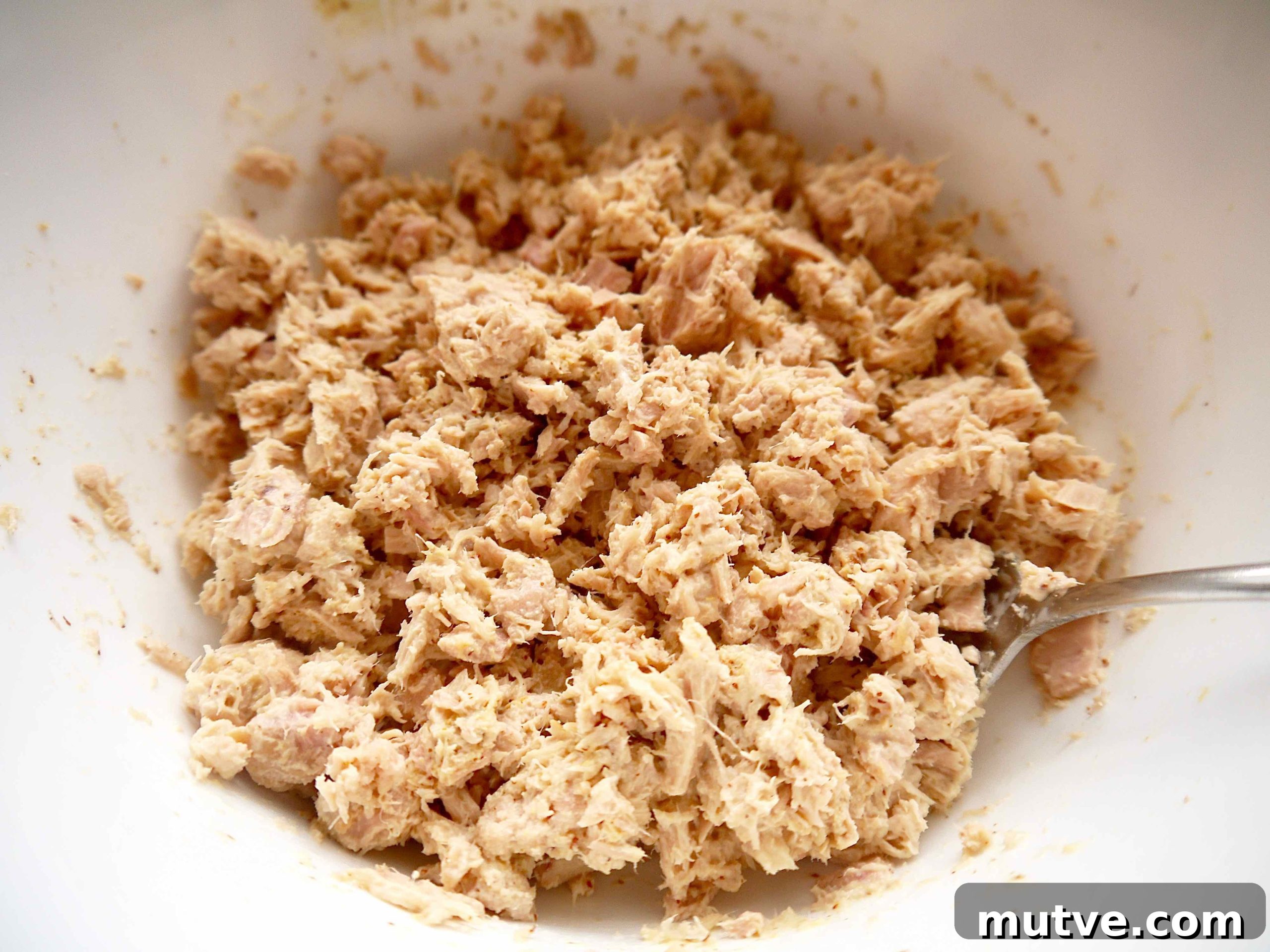 Tuna, Quinoa and Beet Salad Recipe 6 Tuna mixed into mayo and mustard.