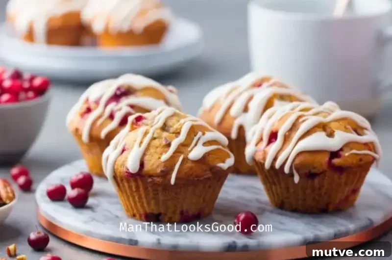 Glazed Cranberry Pecan Muffins Recipe 3 Glazed Cranberry Pecan Muffins
