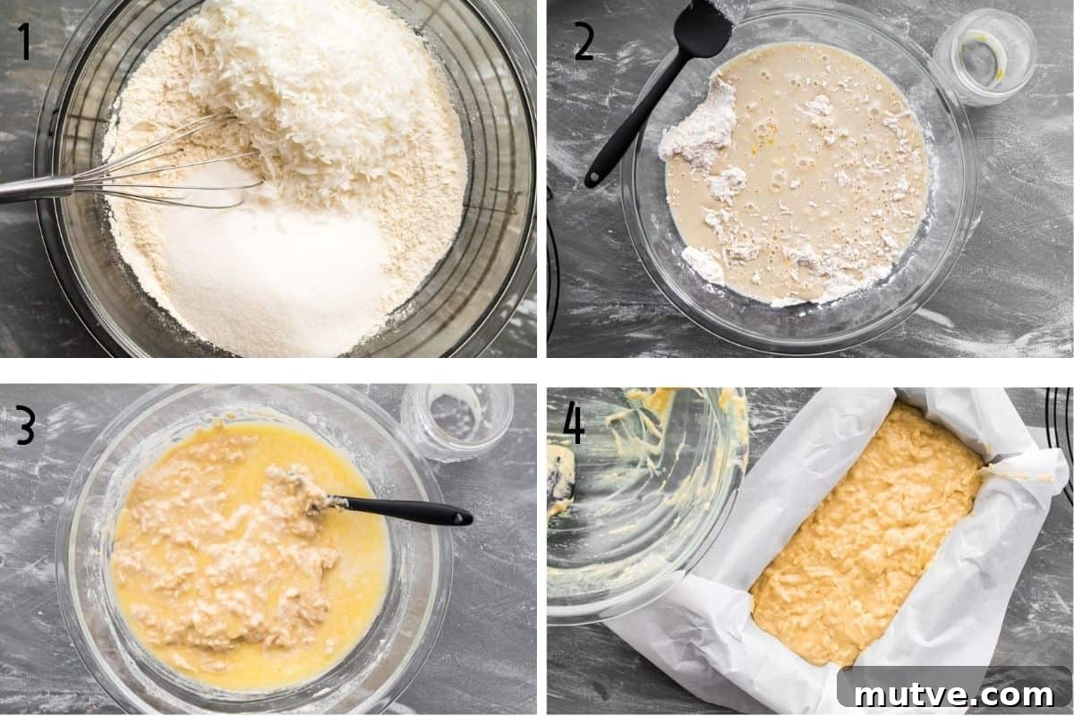 One-Bowl Coconut Bread: Moist Homemade Loaf 4 step by step instructions for making coconut bread